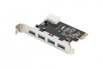 PCIe x1 kaart 4P extern USB3.0 - 5GB/sec
