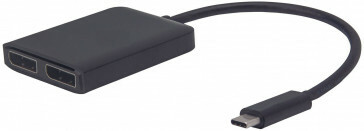 USB-C male naar 2x Display Poort female kabel - 15cm