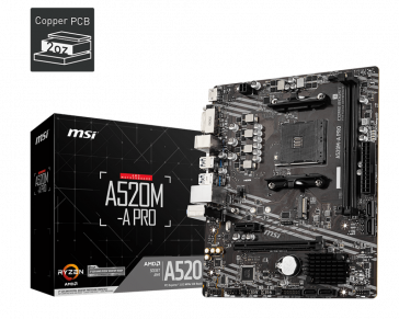 MSI A520M PRO AM4 Ryzen mATX 2xddr4/hdmi-dp-vga/m.2/raid