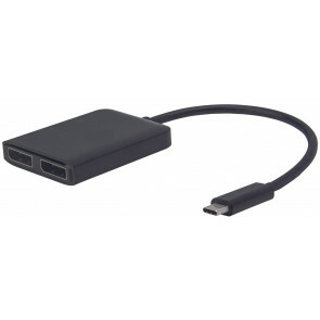 USB-C male naar 2x Display Poort female kabel - 15cm