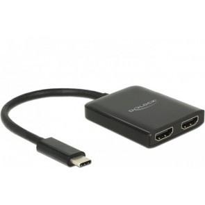 USB-C splitter male naar 2x HDMI female kabel - 25cm