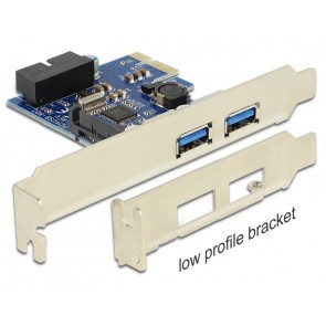 PCIe x1 kaart met 3 USB3 poorten 2P extern + 1P intern